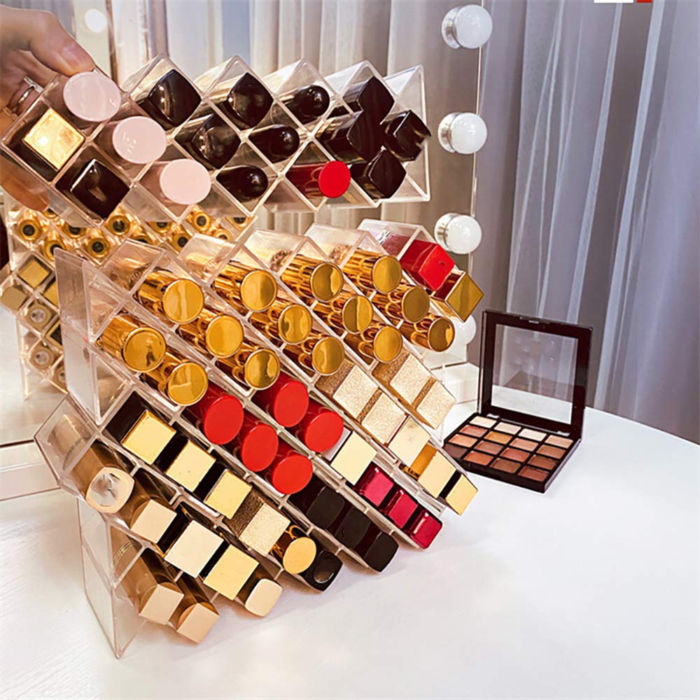 HJKL 16 Grids Lipstick Storage Box,Acrylic Fish Shape Waterproof Clear Cosmetic Display Stand Lip Gloss Case Holder Lipstick Organizer Tower: Beauty