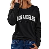 Hilinker Women Long Sleeve Tops Graphic Tee Casual Loose Crew Neck T Shirt | Letter Print, Crewneck T Shirt, Dropped Shoulder, Basic Tops, Lightweight Stretchy, Casual Fall Outfits, Everyday Wear