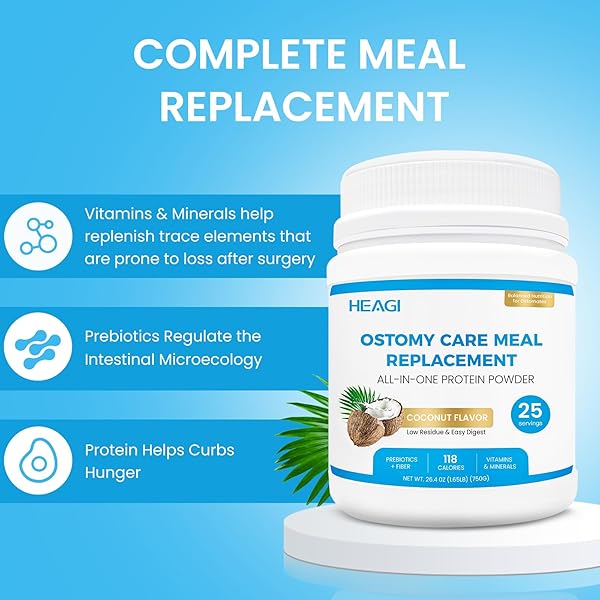 OSTOMY CARE MEAL REPLACEMENT, HYDROLYZED PROTEIN WITH PREBIOTICS & MCTS, LOW SUGAR, EASY DIGEST, BALANCED NUTRITION FOR OSTOMATES