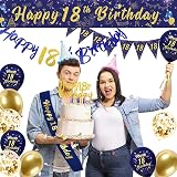 DEARLIVES Navy Blue Gold 18th Birthday Decorations Triangle Flags Banner Sash view 7