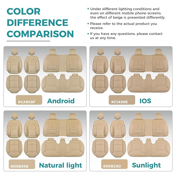 FEINEPRO BEIGE CAR SEAT COVERS FULL SET – BREATHABLE FAUX LEATHER UNIVERSAL 5 SEAT COVERS FOR CARS, AUTOMOTIVE PROTECTOR FIT FOR MOST SEDAN SUV PICK-UP TRUCK