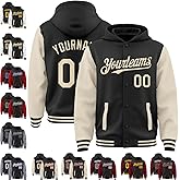 Fanscustom Custom Varsity Hoodie Jackets Cotton Blend Letterman Baseball Leather & Polyester Sleeve Jacket Full Snap Coats
