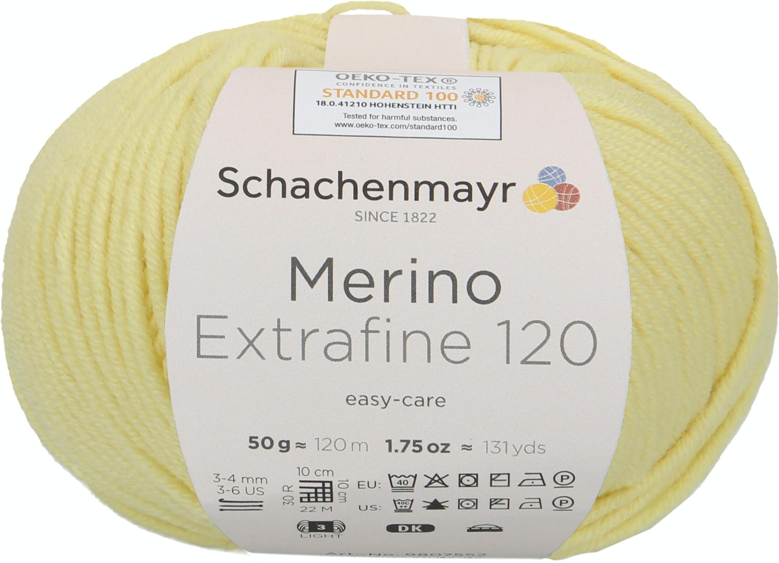 Schachenmayr since 1822 9807552-01175 Hand Knitting Yarn, 100% New Wool, Lemon, One Size, 50