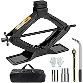 SHALL Scissor Jack Kit - 2 Ton (4409lbs) - Extended & Widened Base, 360° Rotatable Rubber Pad - Tire Change Kit with Ratchet 
