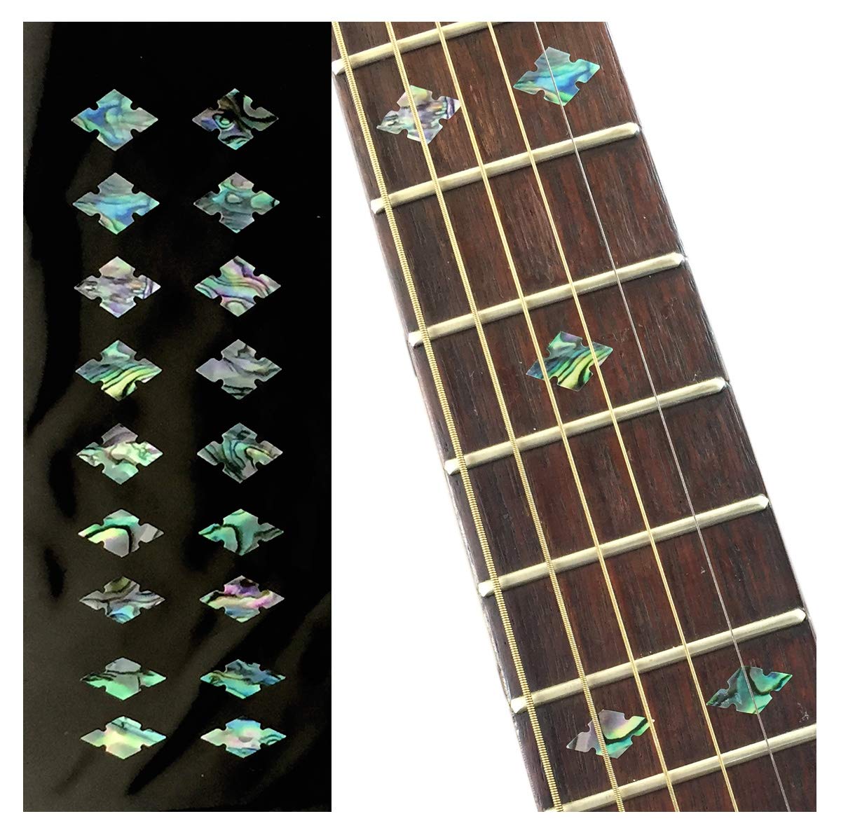 Inlaystickers Fret Markers for Guitars, Bass & Ukuleles - Traditional Slotted Diamonds - Abalone Mix F-308SD-MX