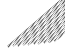 Awclub 304 Stainless Steel Round Rod 5mm x 400mm, 10pcs Metal Solid Shaft Rods Lathe Bar Stock for Industry, Metal Working Hobbies and DIY Craft
