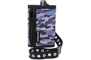 BayRoot Wallet for kids boys juniors coin purse neck strap compact lightweight camouflage (Blue)