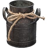 Rust Paint Flower Vase, Rustic Galvanized Metal Milk Can Bucket Primitives Jug for Home Garden Shop Decor