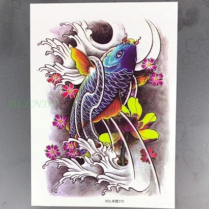 Tzxdbh 5pcs Tattoo étanche Autocollant Goldfish Koi Fleur De