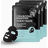 AKARY 3Pcs Charcoal Purifying Black Face Mask, Deep Adsorption with Charcoal Extract, Gentle Cleansing, Hydrating & Pore Care, Elasticity Improvement Facial Treatment & Masks for a Dewy Complexion (3)