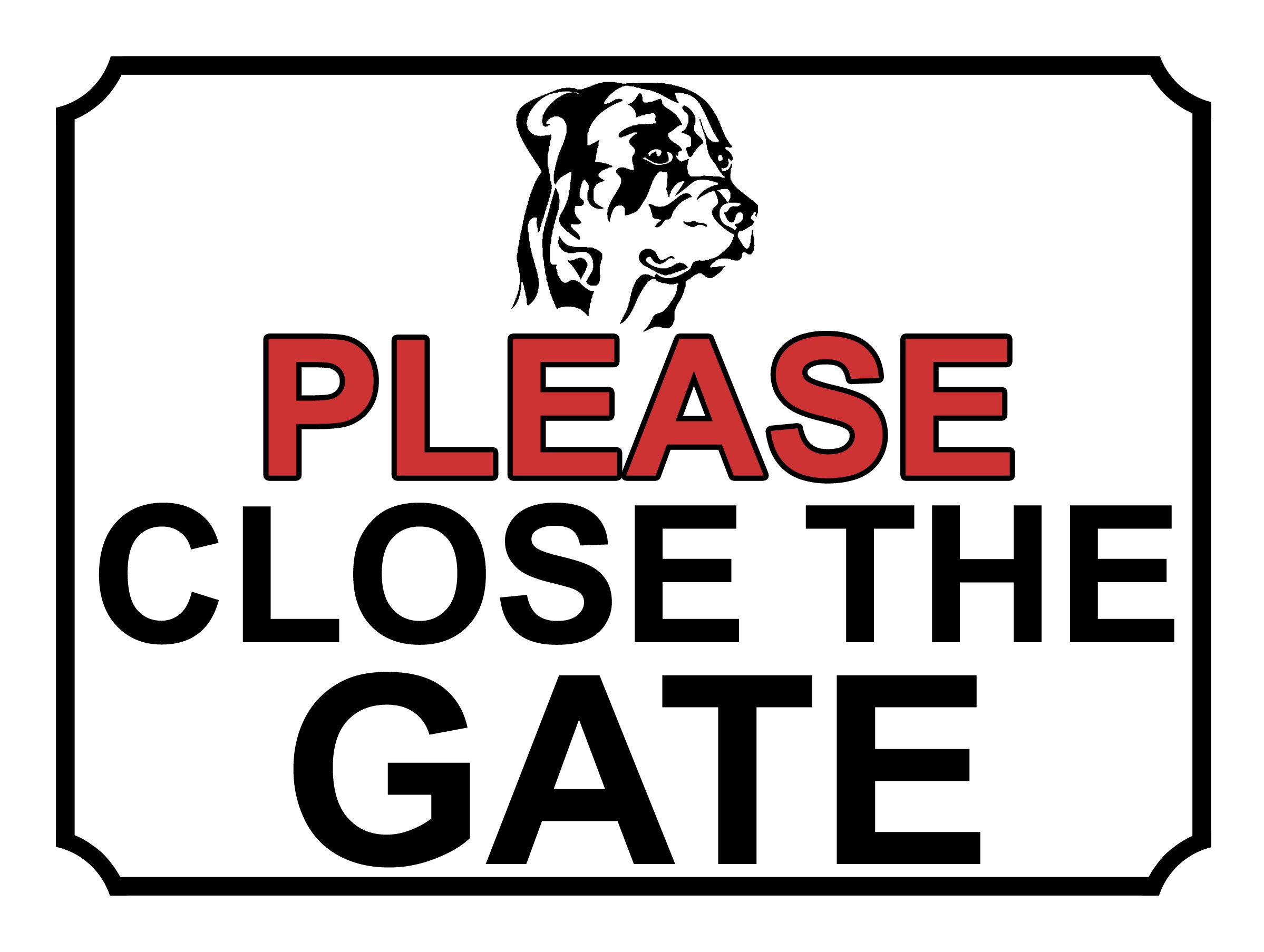 SHAWPRINT PLEASE CLOSE THE GATE DOG THEME METAL SIGN 200MM X 150MM (489H1)