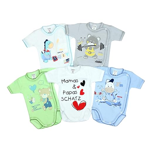 TupTam Unisex Baby Kurzarm Wickelbody mit Spruch 5er Pack