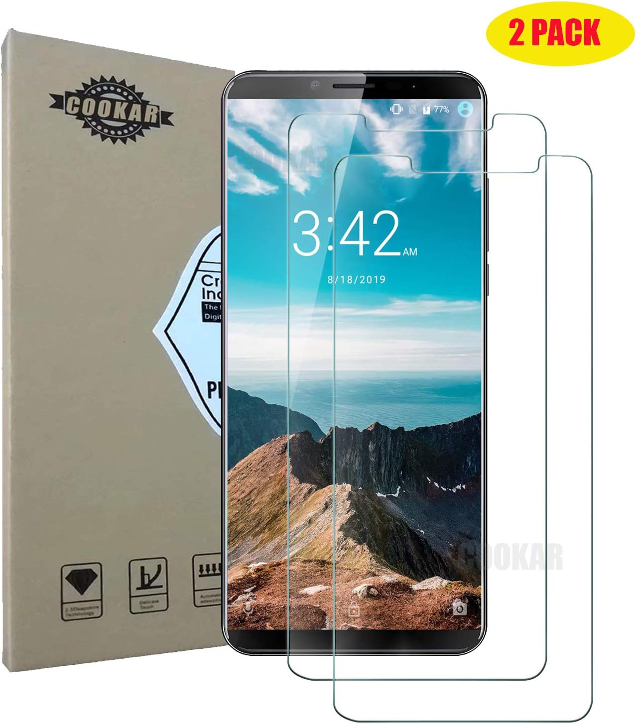 cookaR Cubot X19 screen protector, 【2 pack】 Ultra-clear, 9H Hardness, Touch Compatible, Bubble Free, Anti-scratching…