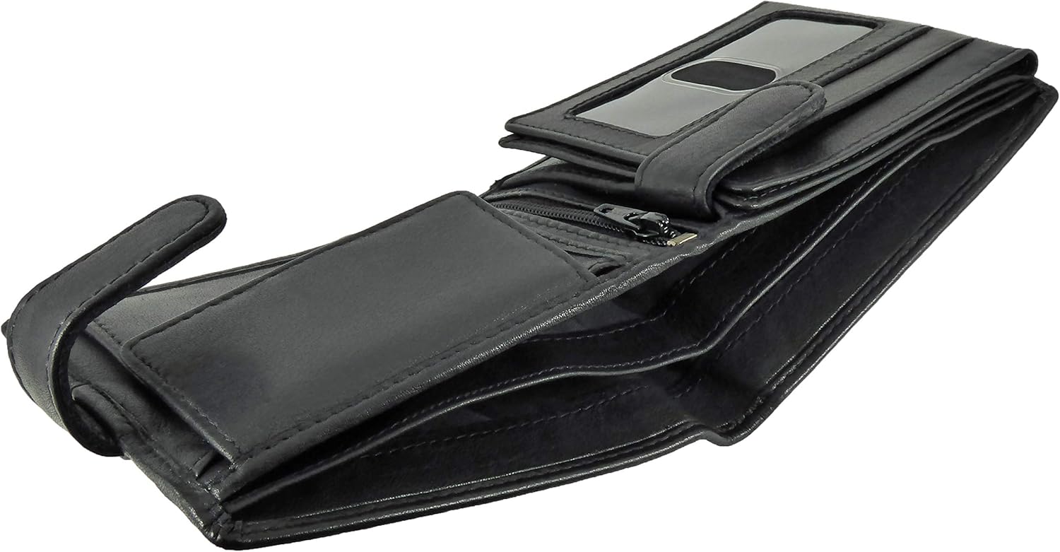 Real Leather RFID Wallet with 7 Card Slots, 2 Note Sections, Coin Pocket (Black), M - Image 5