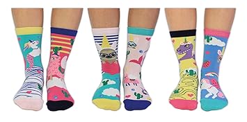 Unicorn Vs Llama En La Tierra De Cactus Caja De 6 Calcetines Uk 4 8 Eur 37 42 Us 65 105