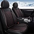 IKABEVEM 2PCS Front Car Seat Covers Fit for Mitsubishi Eclipse Cross 2018-2024 Faux Leather Seat Cushion Waterproof Anti-Slip Automotive Interior Accessories (Red Line)