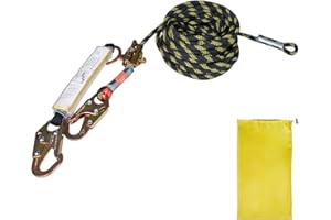 Uargd Vertical Lifeline Assembly, 0.55'' x 100' Fall Protection Rope with 30 KN Breaking Strength, Polyester Safety Ropes wit