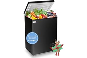 Chest Freezer Small Deep Freezer WANAI 3.5 Cu.Ft Mini Freezer Black Free-Standing Top Door Freezer Adjustable 7 Thermostat and Removable Basket Open Deep Freezer Apartment Kitchen, Black