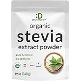 Organic Stevia Extract Powder, 12oz – Natural Sweetener & Sugar Substitute – Pure Stevia Leaf – Great for Cooking, Baking, or Drinks – No Erythritol or Additives – Non-GMO, Sugar Free, Zero Calorie