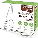 Dipoo 6.8" Clear Plastic Spoons Heavy Duty, 84 Count | Heat Resistant &amp; BPA Free, Solid and Durable Premium Disposable Spoons for Party Supply