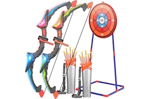 Bigdream Bow and Arrow Set for Kids, Bow and Arrow Toys for 5 6 7 8 9 10 11 12 13 14 Year Old Kids Boys Girls, 2 Pack LED Archery Set with Standing Target, Kids Indoor Outdoor Games Birthday Gifts