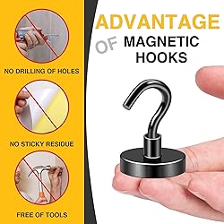 DIYMAG Black Magnetic Hooks, 118 LB Heavy Duty