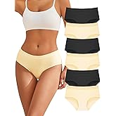DingLu Comfortable Cotton Underwear for Women Seamless Breathable Cheeky Panties 6 Pack, Regular & Plus Size