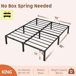 GarveeHome 14 Inch King Bed Frame, Heavy Duty Metal