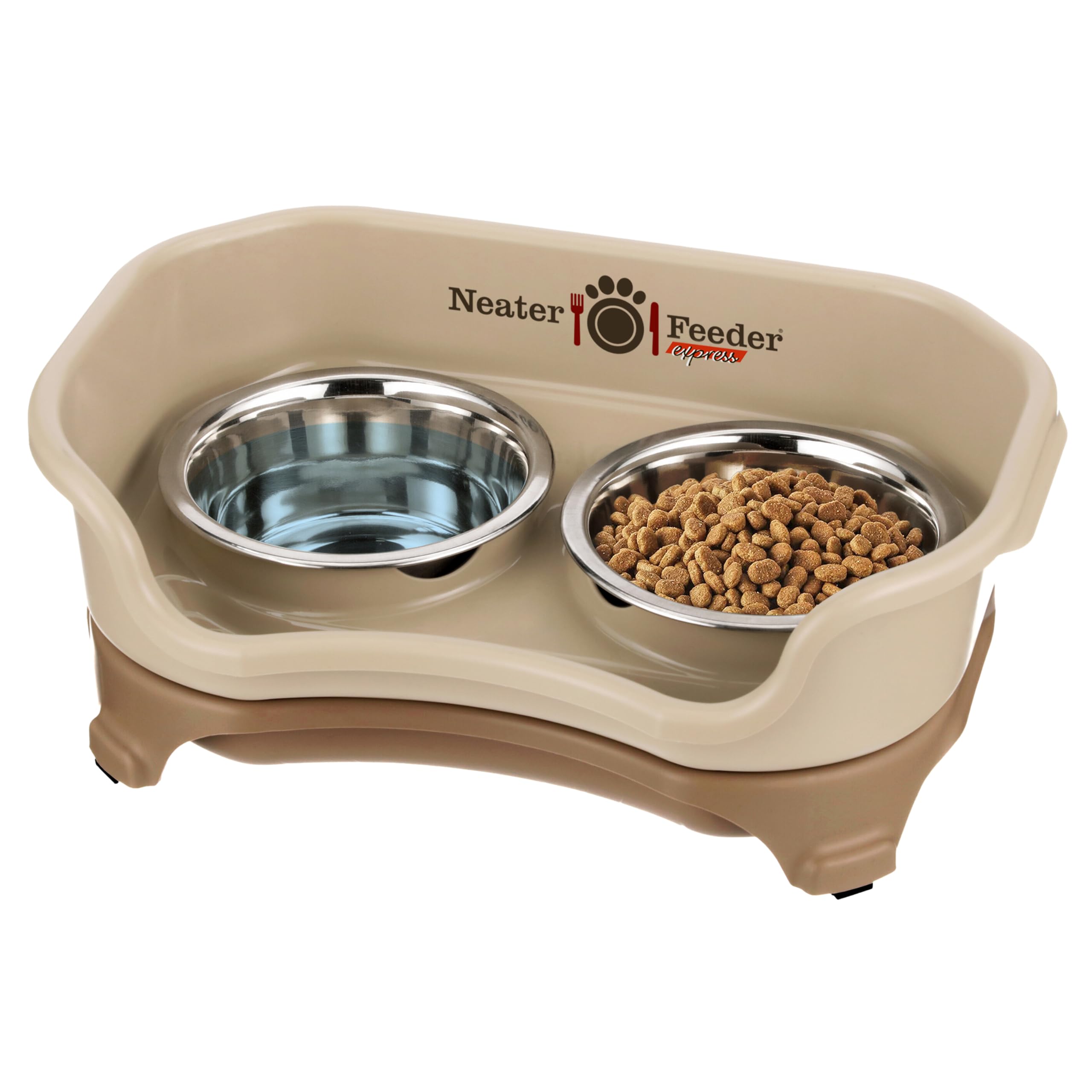 Neater Feeder Express Elevated Cat Bowls by Neater Pet Brands – Cat Bowls with Stand - Stainless Steel Food and Water Bowls – Raised Cat Bowl Set for Cats, Cappuccino — image 1