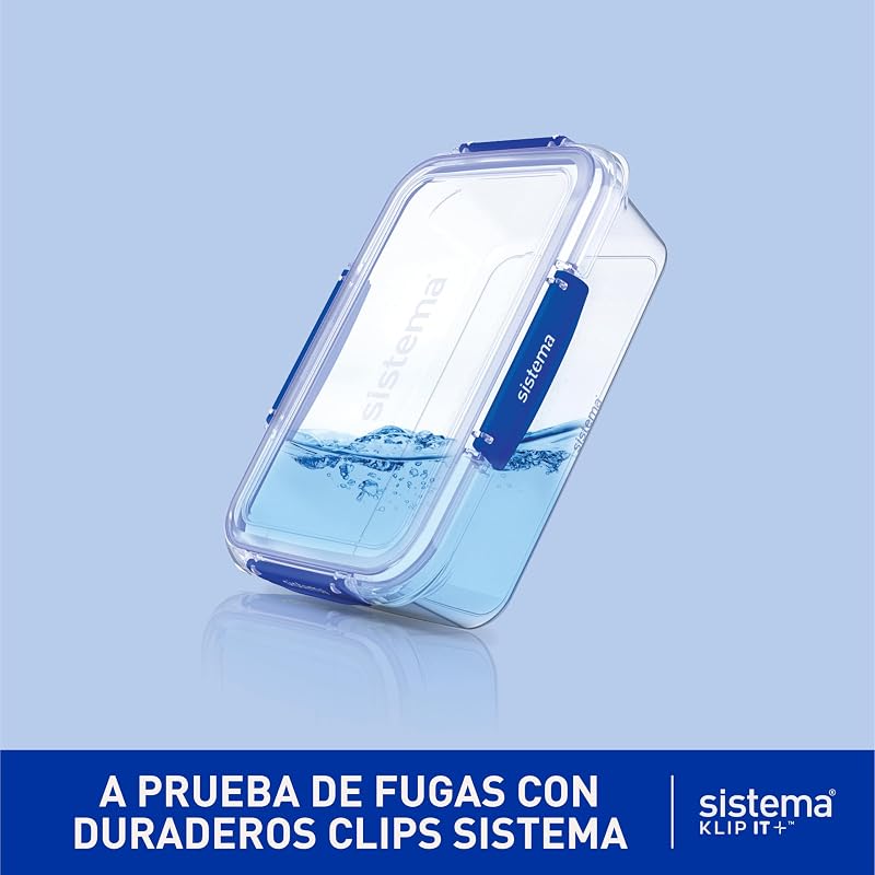 KLIP IT PLUS recipientes de almacenamiento de alimentos | 1 L | Juego de 4 recipientes herméticos | Sellado hermético | Clips de cierre fácil
