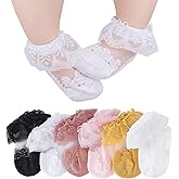CHUNG Baby Toddler Girls Princess Cotton Frilly Socks Lace Ruffle Pack of 4/5/6 Thin Mesh Summer for Dress