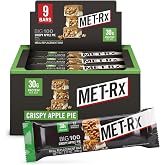 MET-Rx Big 100 Colossal Protein Bars, Crispy Apple Pie, 9 Ct | Great as Healthy Meal Replacement, Snack, and Help Support Energy, With Vitamin A, Vitamin C, and Zinc