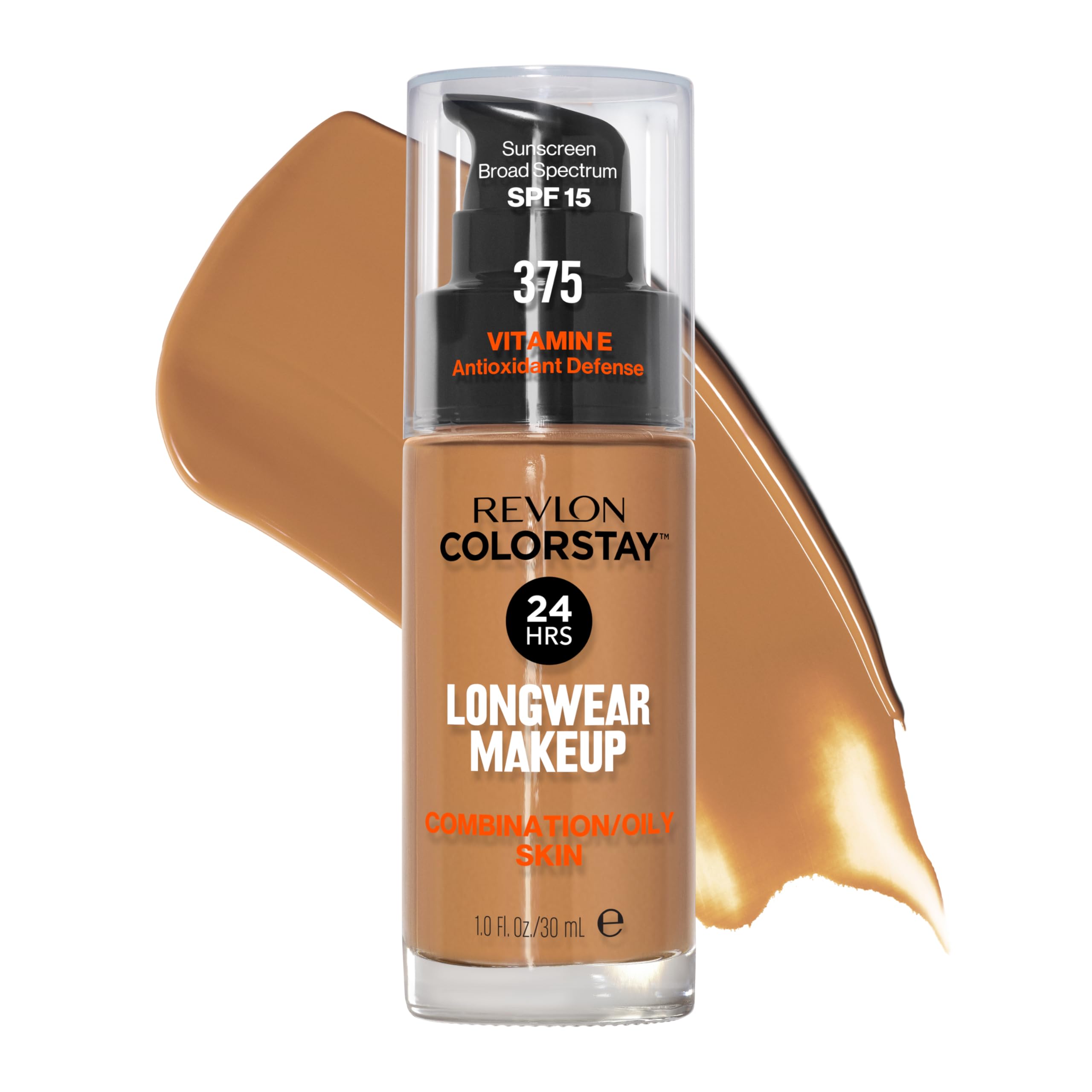Revlon Colorstay Liquid Foundation Makeup for Combination/Oily Skin SPF 15, Longwear Medium-Full Coverage with Matte Finish, Toffee (375), 30 ml โ image 1