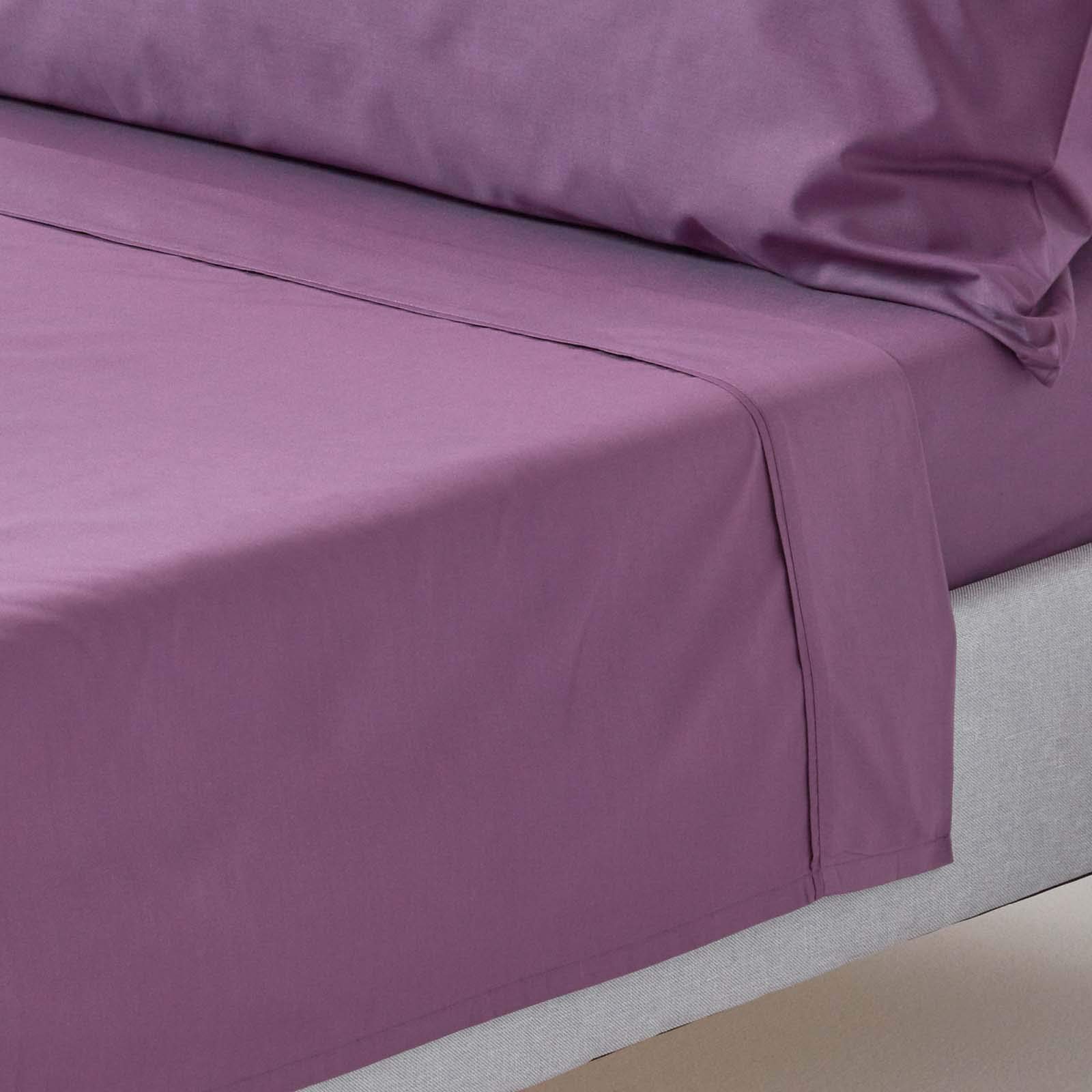 HOMESCAPES Purple Grape Pure Egyptian Cotton Flat Sheet Super King 200 TC 400 Thread Count Equivalent Bed Sheet