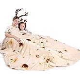 mermaker Burrito Tortilla Taco Blanket 80 inches for Adult Kids, Realistic Tortilla Throw Blanket Funny Gifts for Women Men Teen Boy Girl, Soft Flannel Food Blanket for Christmas Birthday Gifts-Beige
