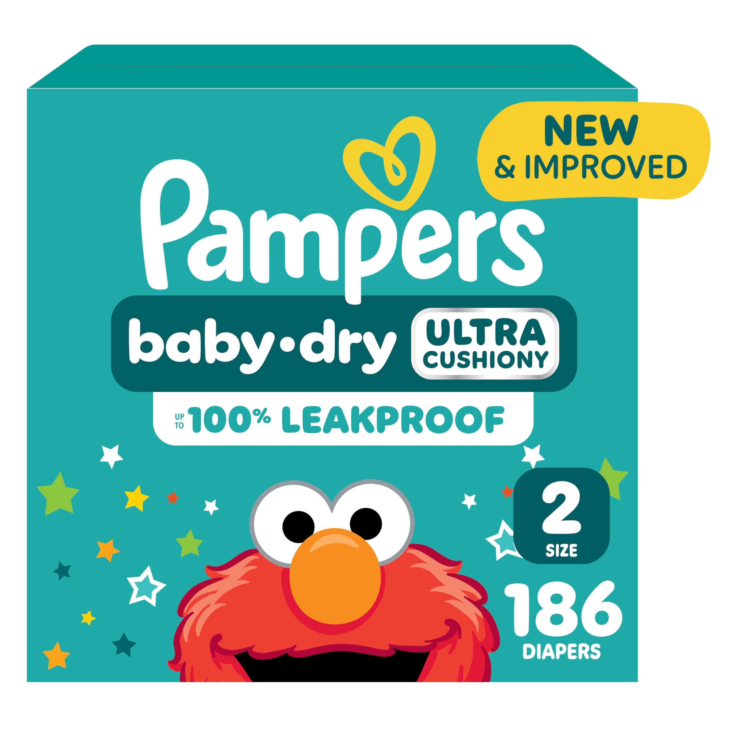 Photo 1 of Pampers Diapers - Baby Dry - Size 2, 186 Count, Absorbent Disposable Infant Diaper (Packaging May Vary)