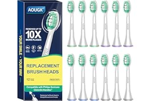 AOUGK Replacement Brush Heads Compatible with Philips Sonicare Electric Toothbrush with Click-on System Medium-Soft Dupont Bristles for Optimal Plaque Remove, 12 Count