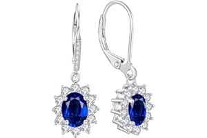 YFN Sterling Silver Created Oval Cut Birthstone Drop Dangle Women Leverback Earrings Gifts for Women Mom