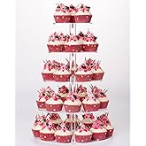 YestBuy 5 Tier Round Acrylic Cupcake Tree Tower Display Stand Display for Pastry Wedding Birthday Party (5 Tier Round (4" Between 2 Layers))