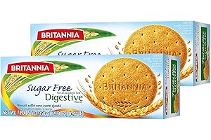 Britannia Digestive Sugar Free Biscuits 12.34oz (350g) - Whole Wheat Flavor Cookies - Breakfast & Tea Time Healthy Snacks - S