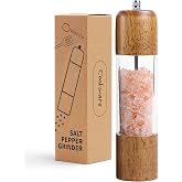 M JINGMEI Wood Salt and Pepper Grinder, Salt Grinder and Pepper Mill, Oak Wood Shakers with Adjustable Ceramic Grinders - 8 inches, 1 Pack
