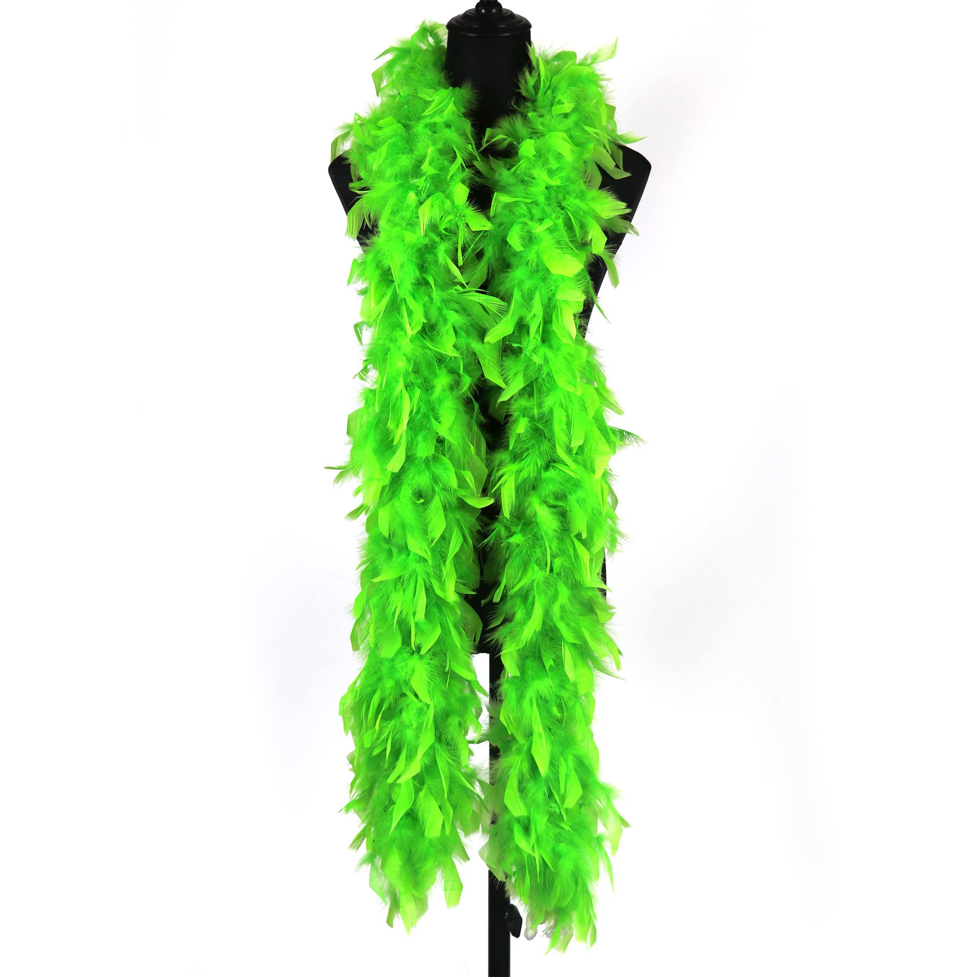 wanruida 2 Yards 90 Grams Fruit Green Turkey Feathers Chandelle Boa,Dancing Wedding Crafting Party Dress Up Halloween Decoratio