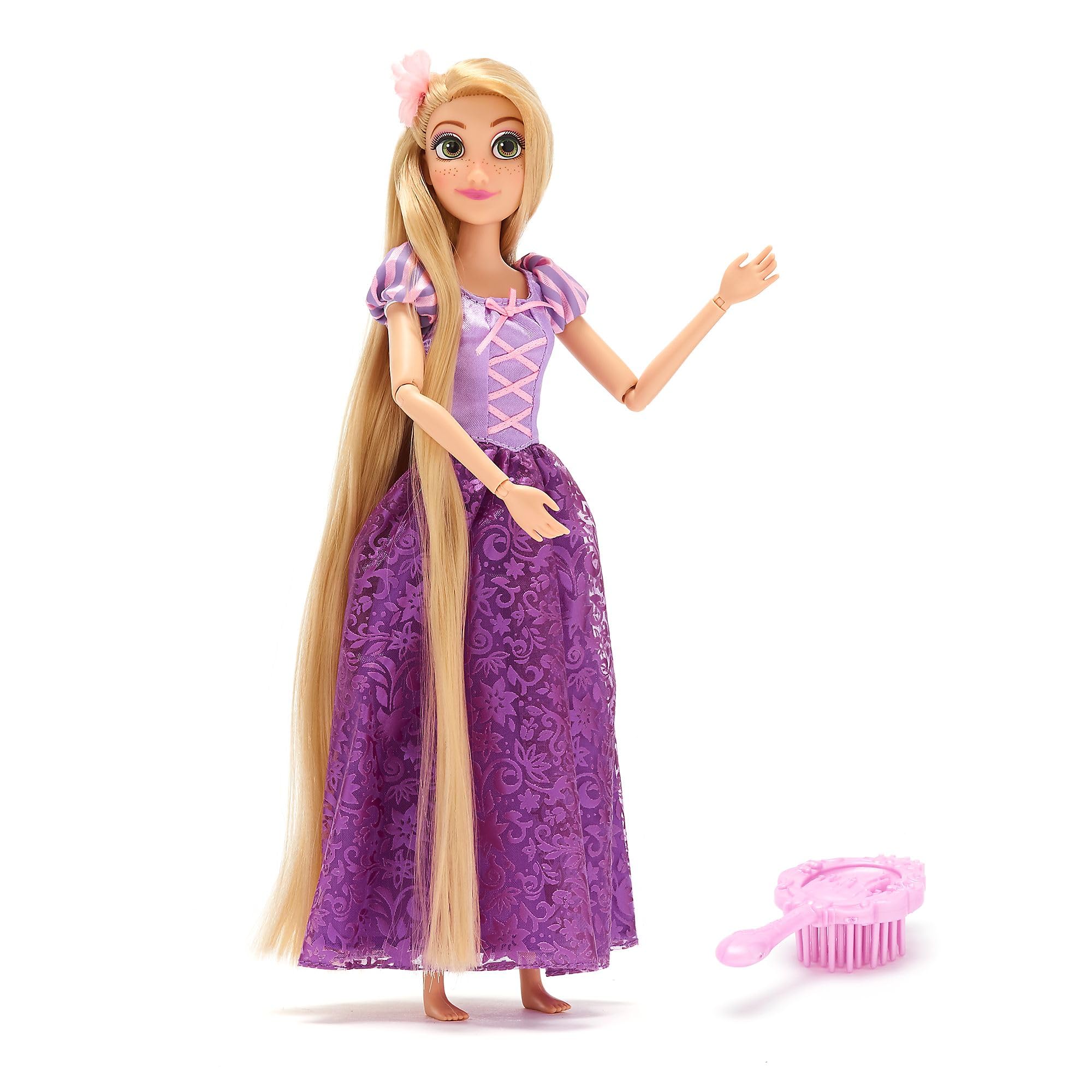 Disney Store Official Rapunzel Classic Doll, Tangled, 29cm/11”, Fully Poseable Disney Princess Doll in a Stunning Purple Dress, Includes Toy Hair Brush - Suitable for Ages 3+