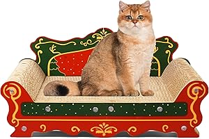 COOZMENT Scratching Sofa, Couch Shaped Thick Scratching Cardboard, Lounge Bed for Indoor Rest&Play, Sofa Scratcher Pad (Red, 23" L X 12.2" W X 10.7" H)