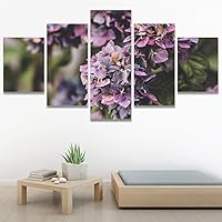 SIGNWIN 5 Panel Canvas Wall Art Purple Fields for Home Decorations Ready to Hang - 60