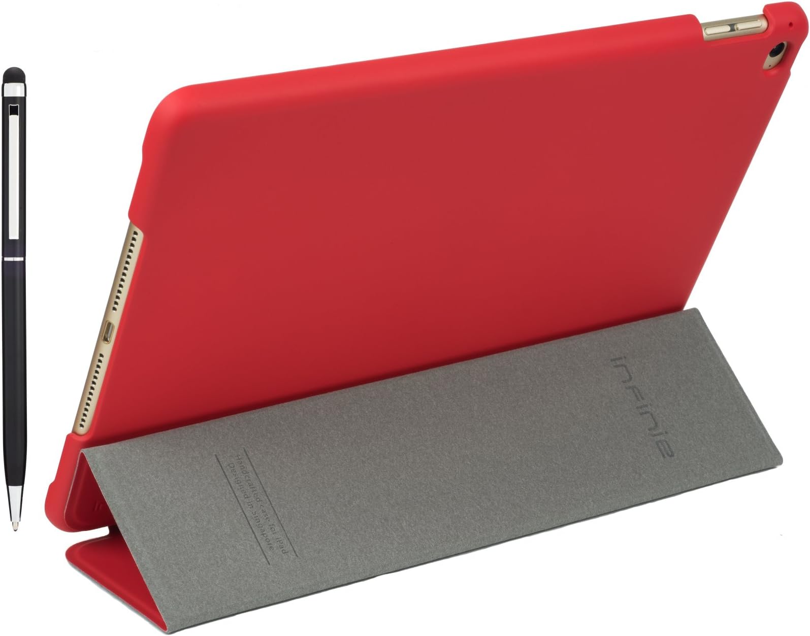 Slim Apple iPad Air 2 Case, Infinie iPad Air 2 Case [Slim Design][Magnetic Closure][Drop Resistant][+Stylus Pen][+Screen Protector] with Smart Cover for Auto Wake/Sleep Function (Red)