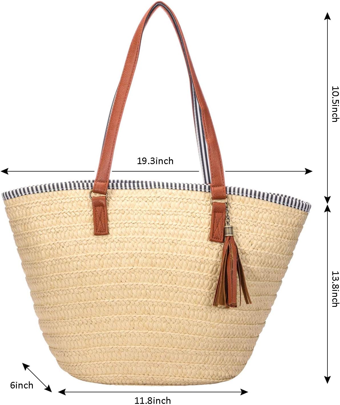 straw tote with zipper