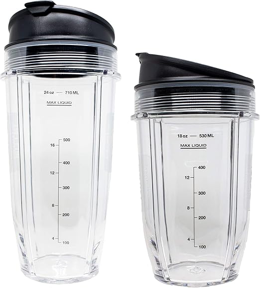 Ninja Tritan Nutri Ninja 18 and 24 Ounce Cups with Sip and Seal Lids