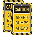 2 Pack Speed Bumps Ahead Signs Slow Down Signs Metal Reflective 18" x 12" Rust Free Aluminum UV Protected Waterproof and Sturdy Easy Mounting Outdoor or Indoor Use