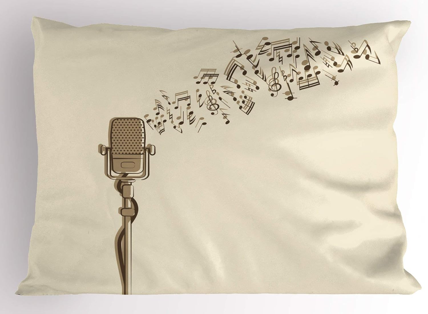 TYANG Microphone Pillow Sham, Retro Equipment in Hand Drawn